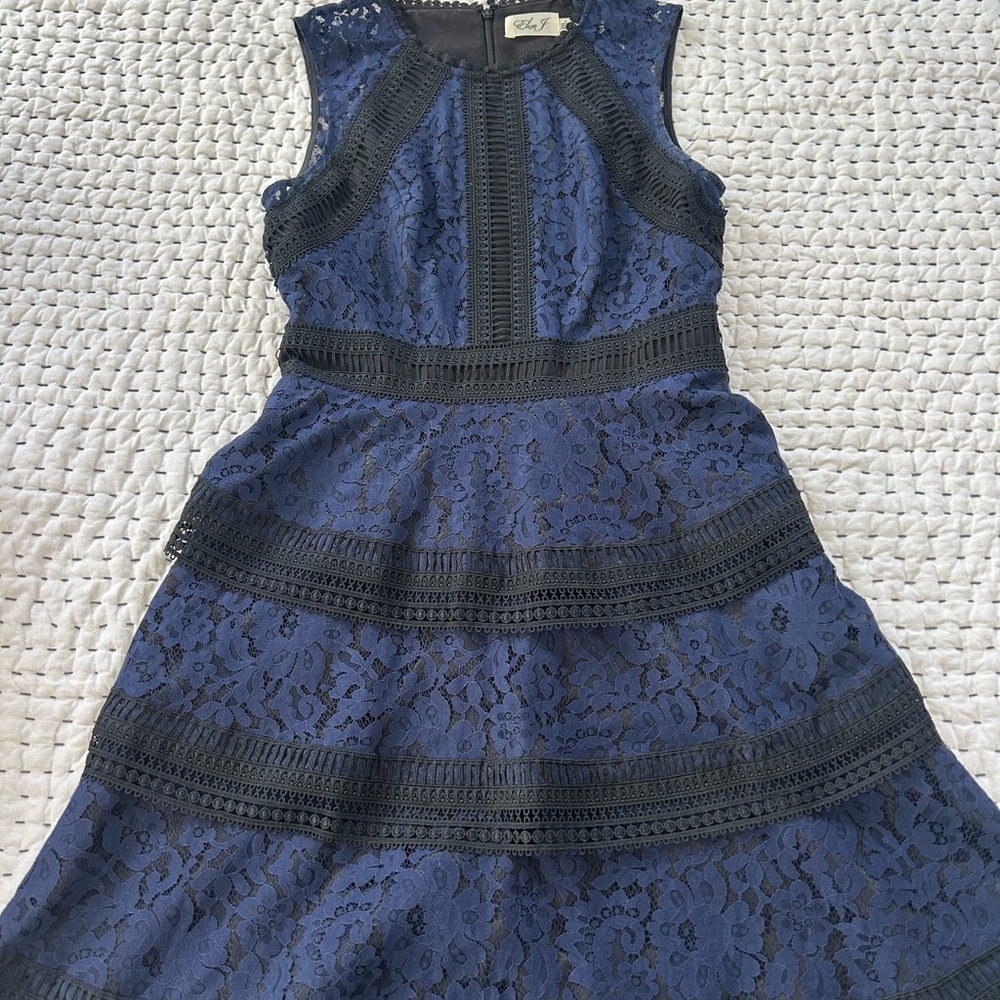 Blue Lace Sleeveless Dress